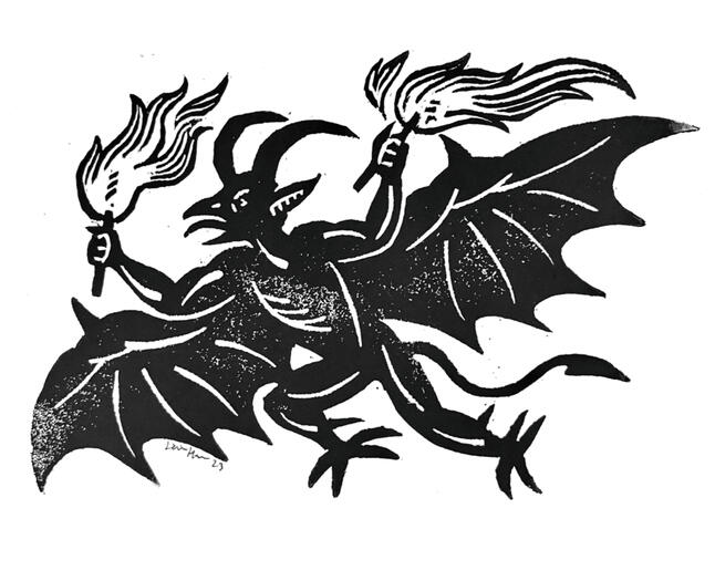 A Devil, linocut 2022