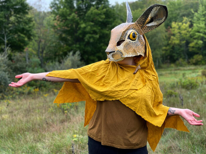 Cardboard hare mask for renfaire